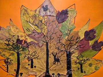 Oliwia Grochowalska, „Jesienny las w liściu”, Szkoła Podstawowa im. Marii Konopnickiej w Lipinach, 